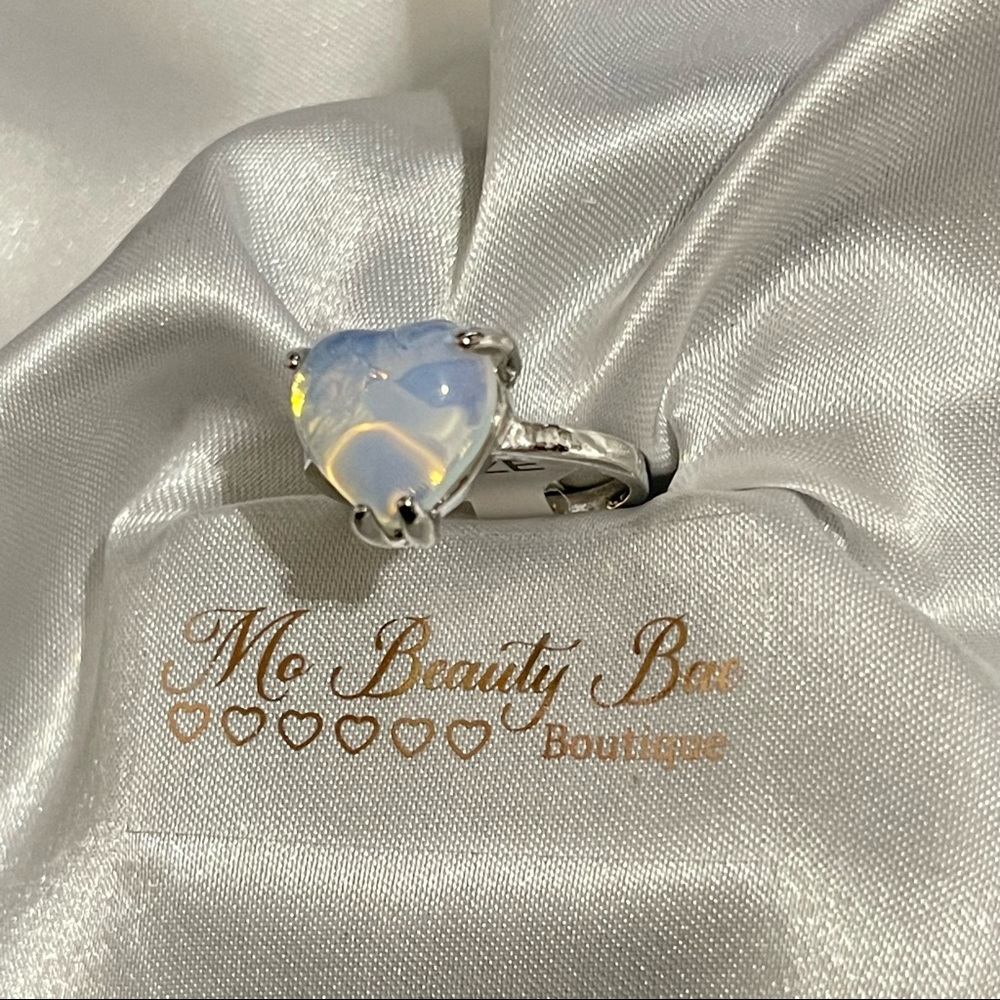 Silver Opalite Heart Ring - Picture 2 of 5